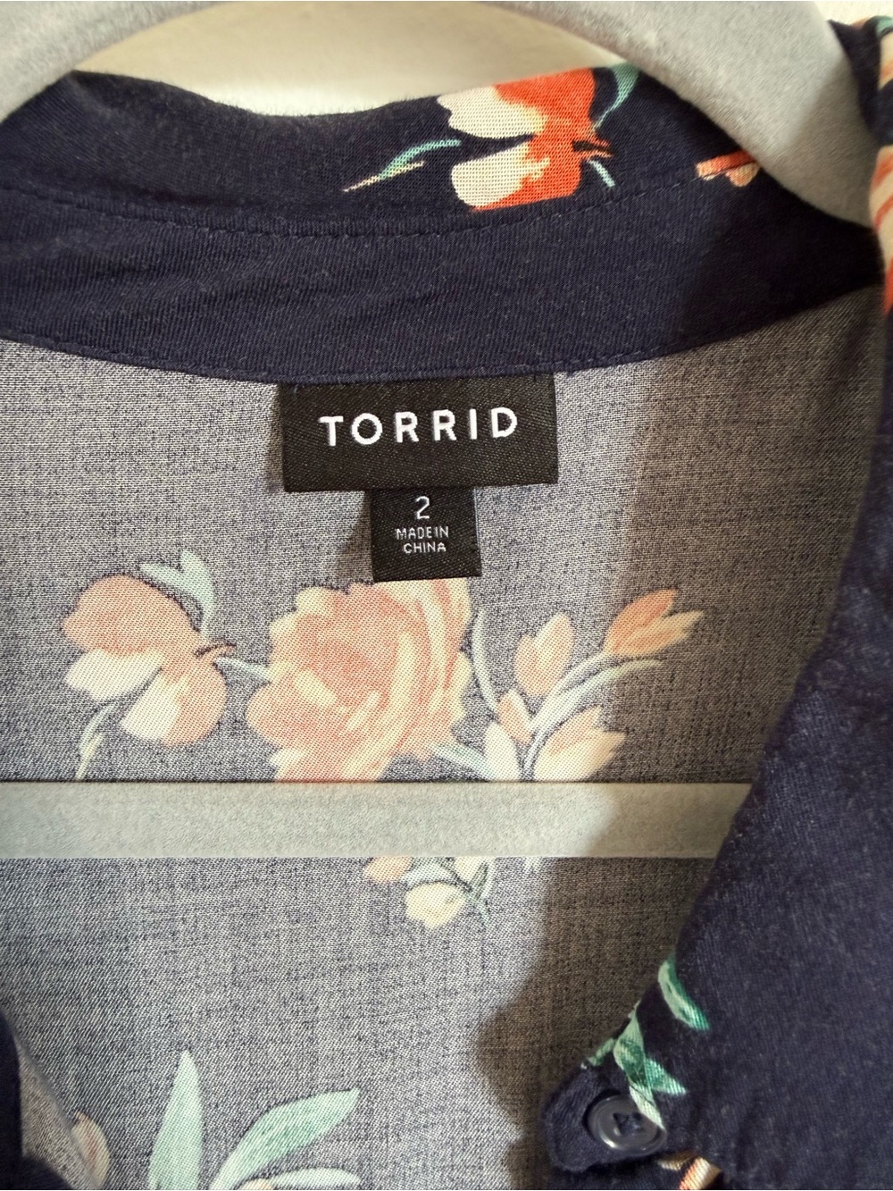 torrid Navy Floral Midi Dress with Coral & Cream Blooms - Picture 4 of 4